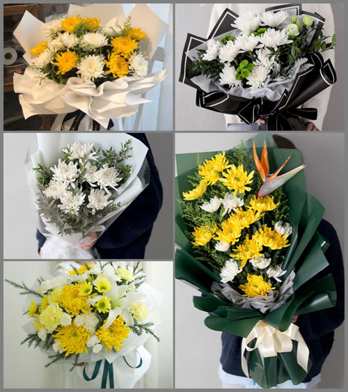山东烟台蓬莱市紫荆山街道石岛社区白事花束代送